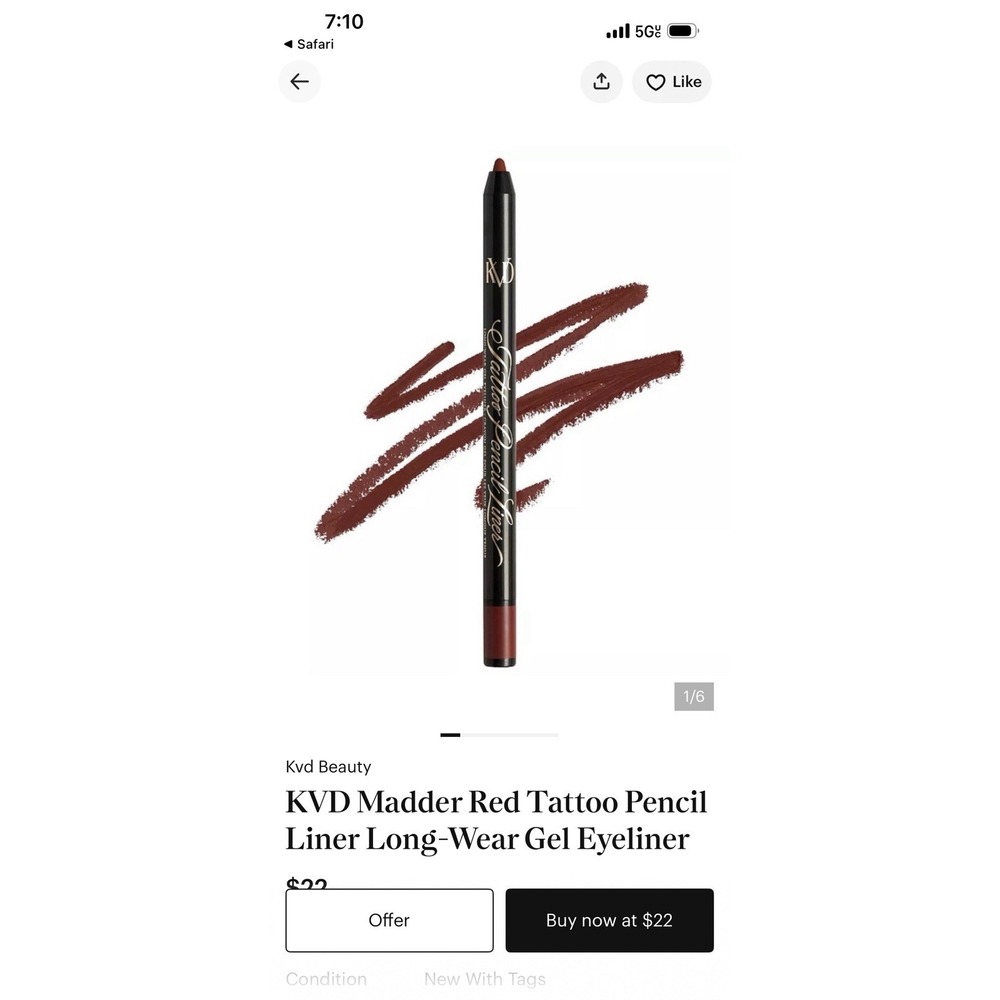 KVD BEAUTY TATOO PENCIL LINER EYELINER Madder Red 0.007 OZ Kat Von D